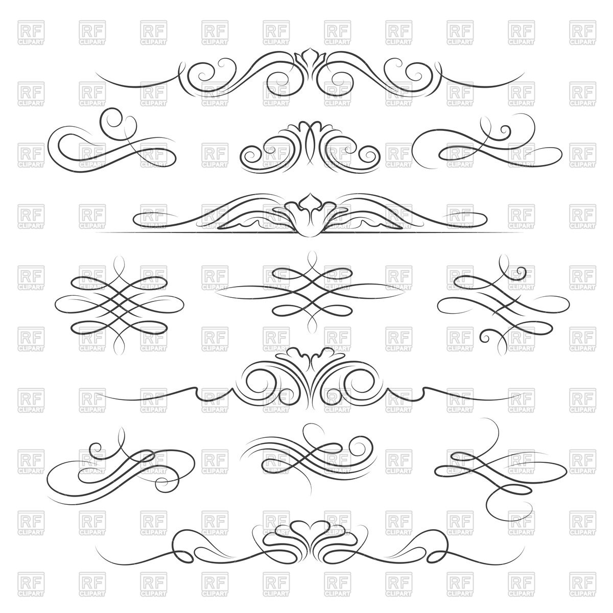 Set of vintage decoration elements with swirl and curve Stock Vector Image.