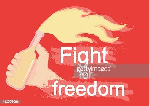 Fight for freedom logo on black Clipart Image.