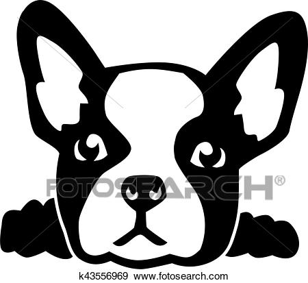 French bulldog head Clip Art.