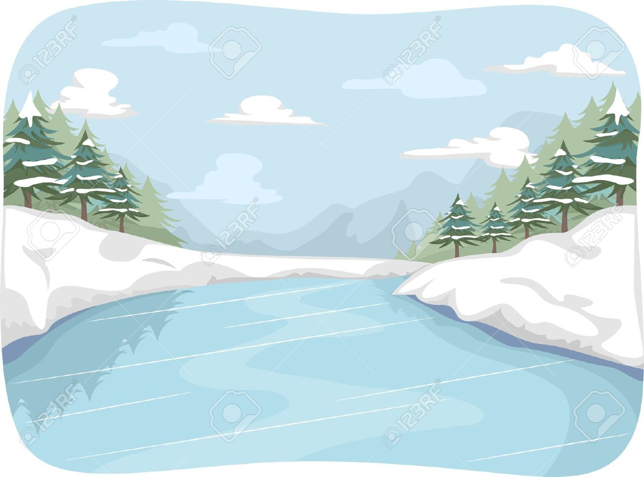 Frozen lake clipart.