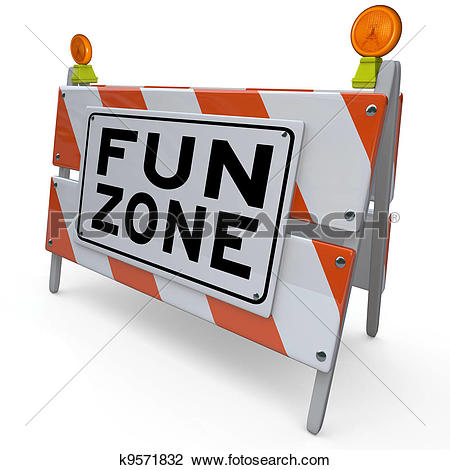 Stock Photo of Fun Zone Barricade Construction Sign Kids.