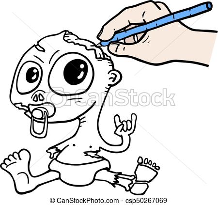 drawing funny zombie baby.