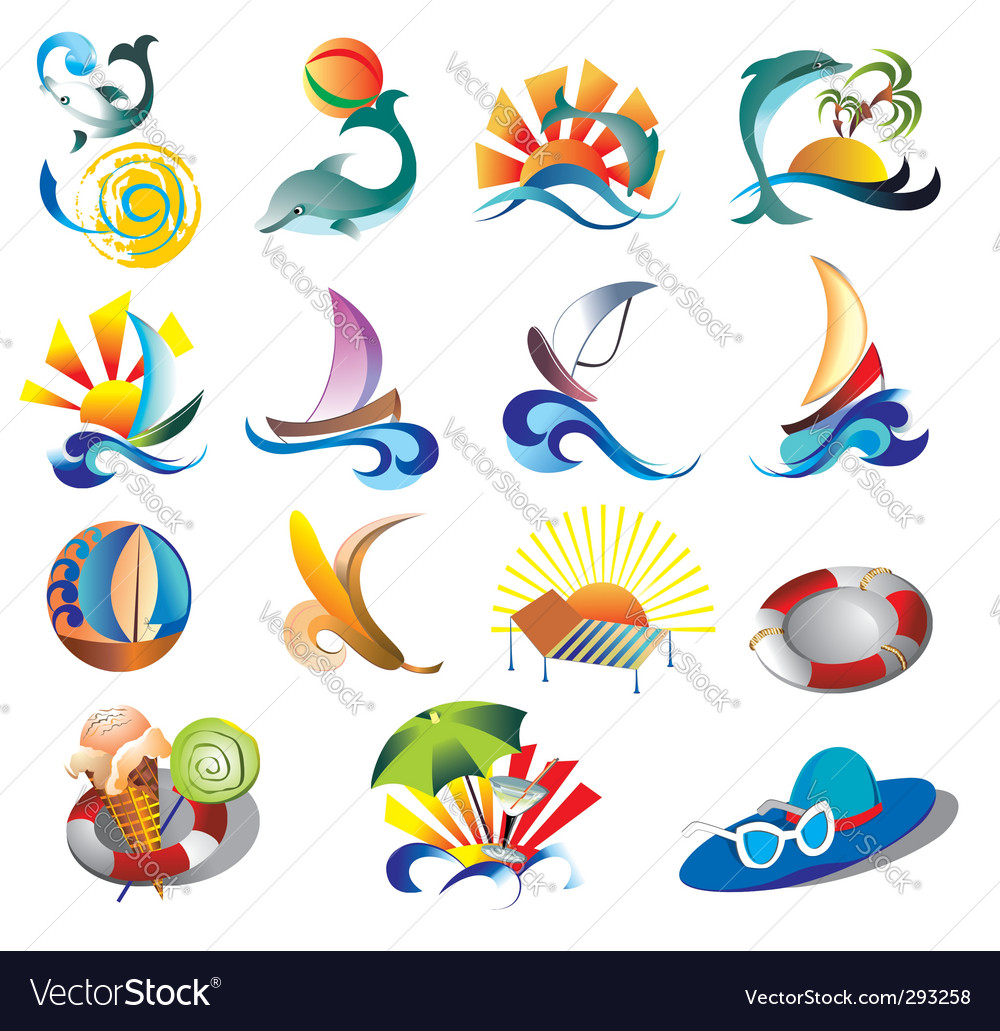 Summer beach travel clip art Vector Image by galina.