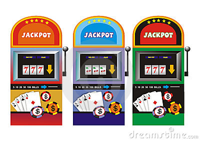 Slot Machine With Apples Stock Illustration.