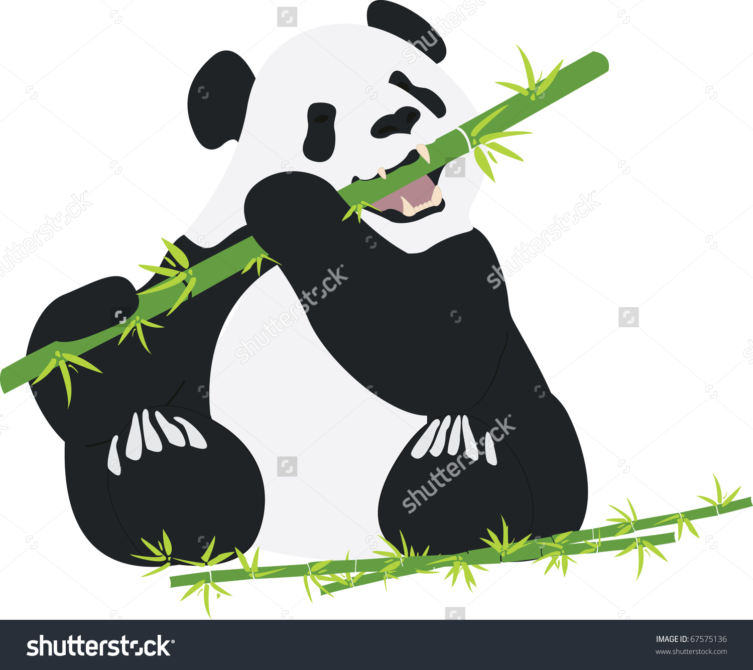 Panda Eating Bamboo Clip Art.