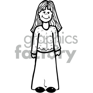 outline of girl vector art clipart. Royalty.