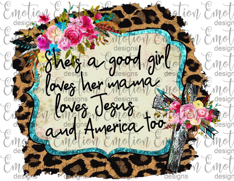 She's a good girl PNG, leopard frame, instant download, Sublimation graphics.