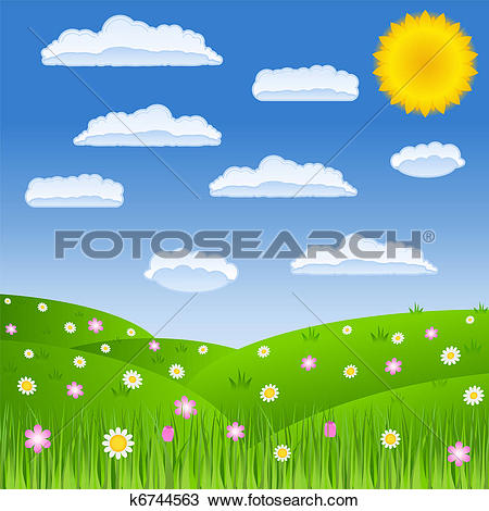 Clipart of Summer green field k6744563.