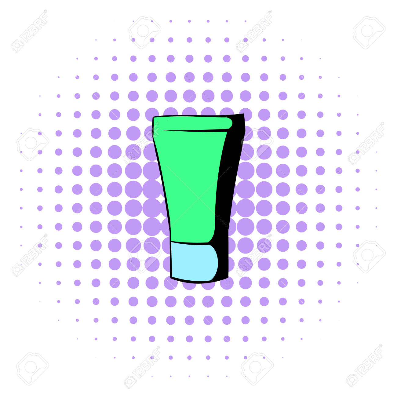 Green Cosmetic Tube Icon In Comics Style On A White Background.