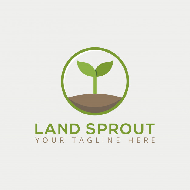 Sprout land leaf tree sprout on the ground logo Vector.