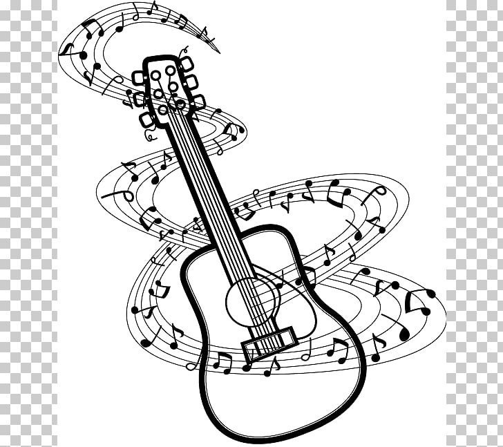 Musical note Guitar Drawing , Notes s BW, guitar and musical.