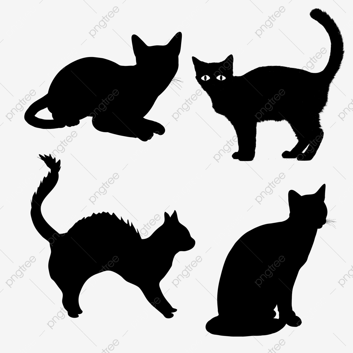 Halloween Cats Clipart Elements, Png, Cats, Clipart PNG Transparent.