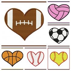 Football Heart Clipart Vector.