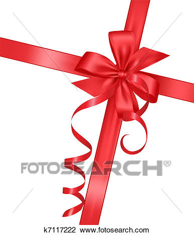 Holiday red bow with a ribbon Clipart.