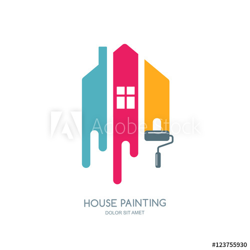 House painting service, decor and repair multicolor icon.