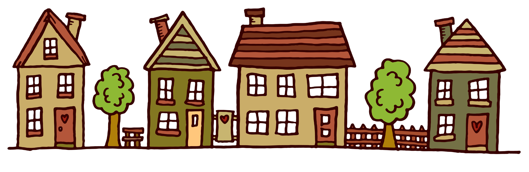 Clip Art Of Homes In A Row Clipart.