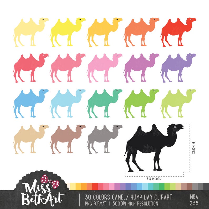 30 Colors Camel / Happy Hump Day Clipart.