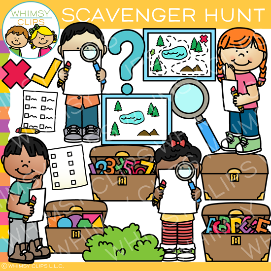 Kids Scavenger Hunt Clip Art.