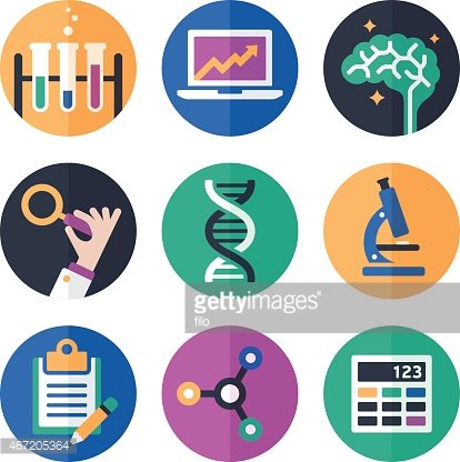 Science Symbols and Icons Clipart Image.