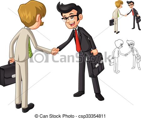 Vector Clip Art of Businessman Hand Shake Poses with Client.