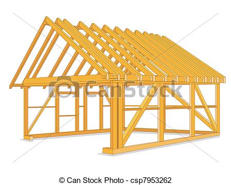 Vector Illustration of timber houses construction.