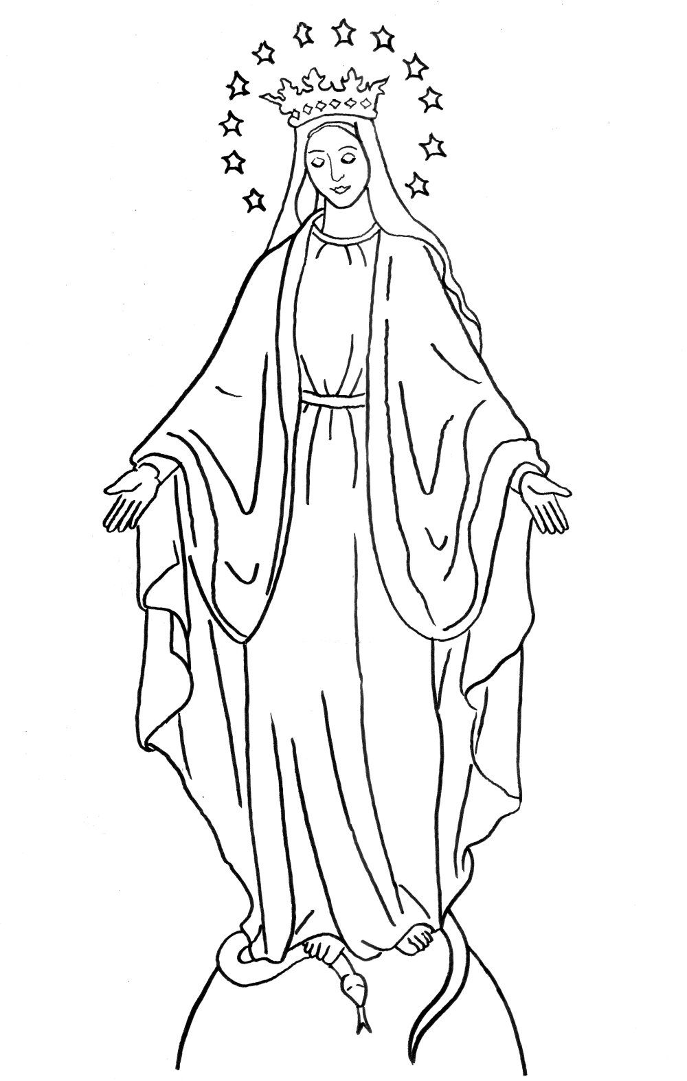 Coloring Page Immaculate Conception for Solemnity of the Immaculate.