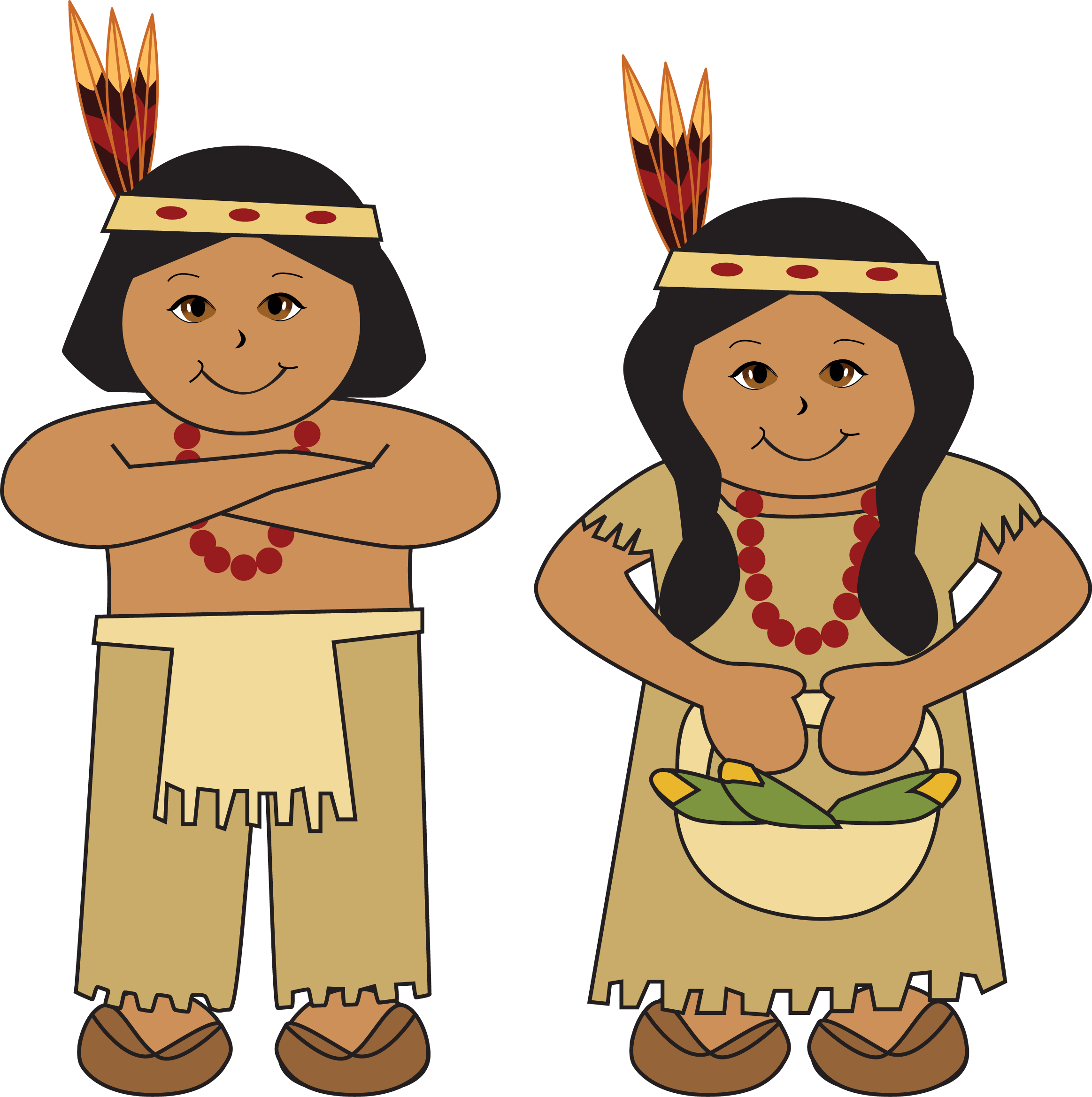 Pilgrims and indians clipart kid.