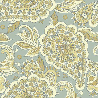 Seamless Paisley pattern in indian textile style. Floral.