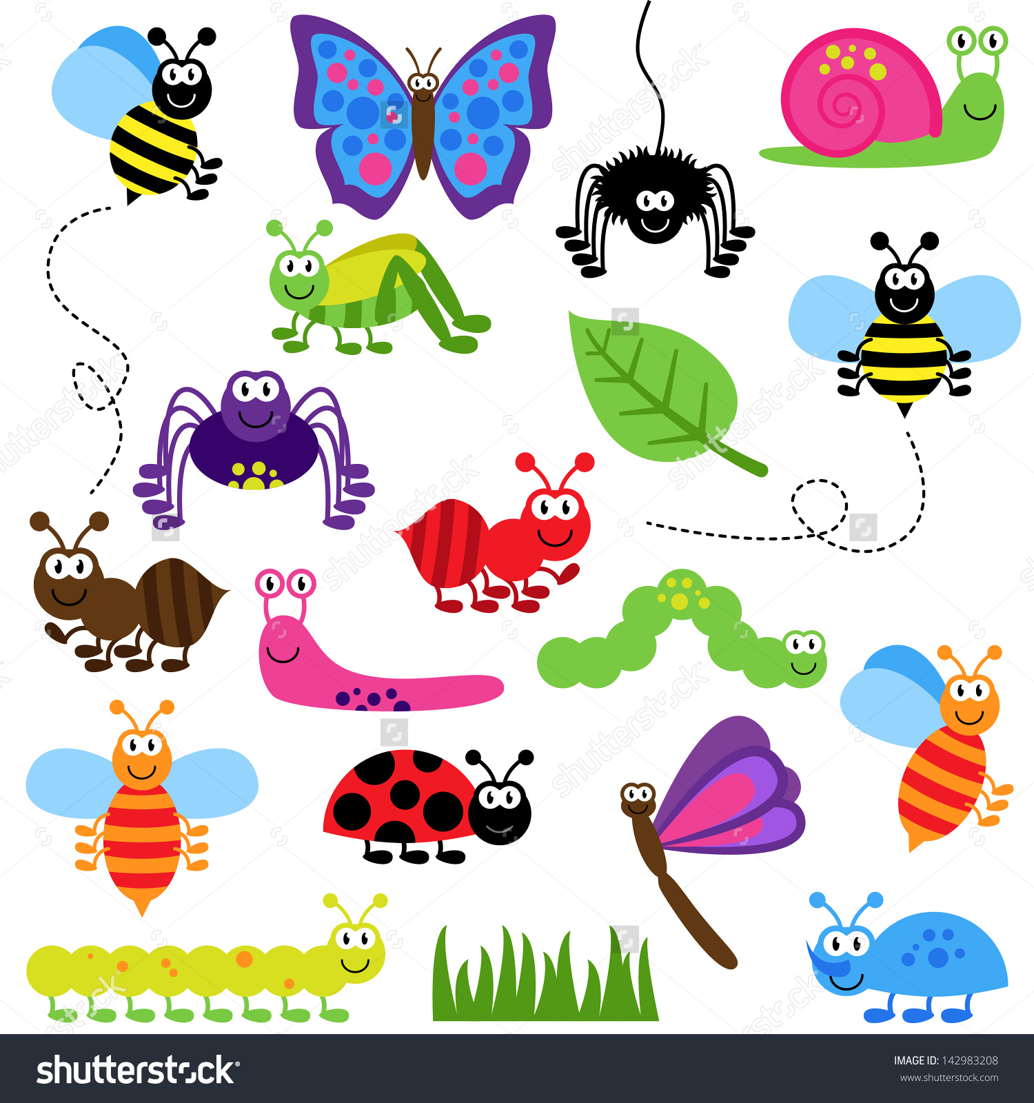 Garden creatures clipart.