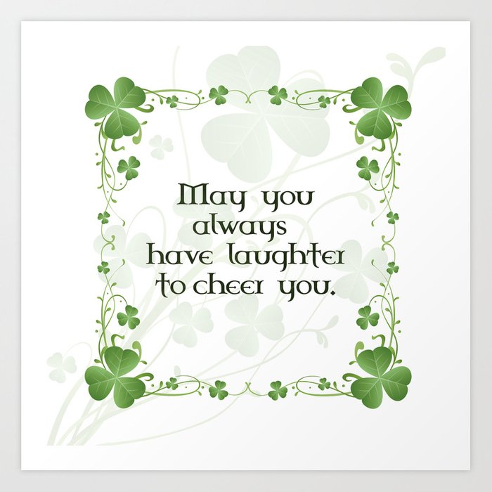 Irish Blessing Shamrock Border Art Print by goldenredeagle.