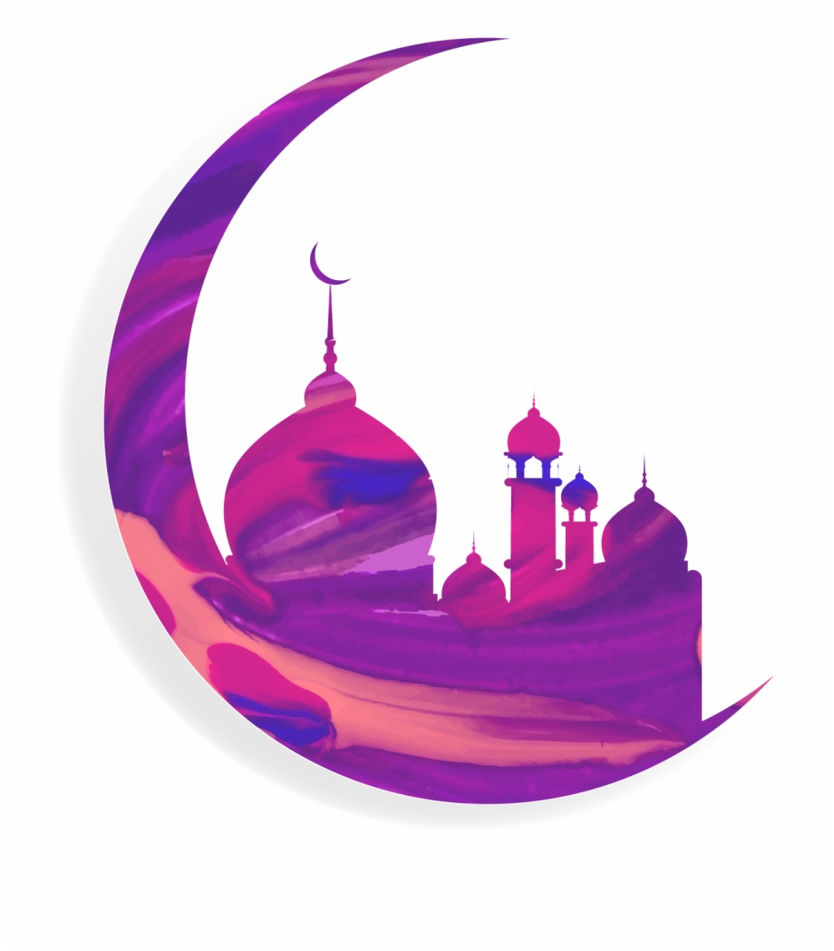 Vector Moon With Islam Mosque.