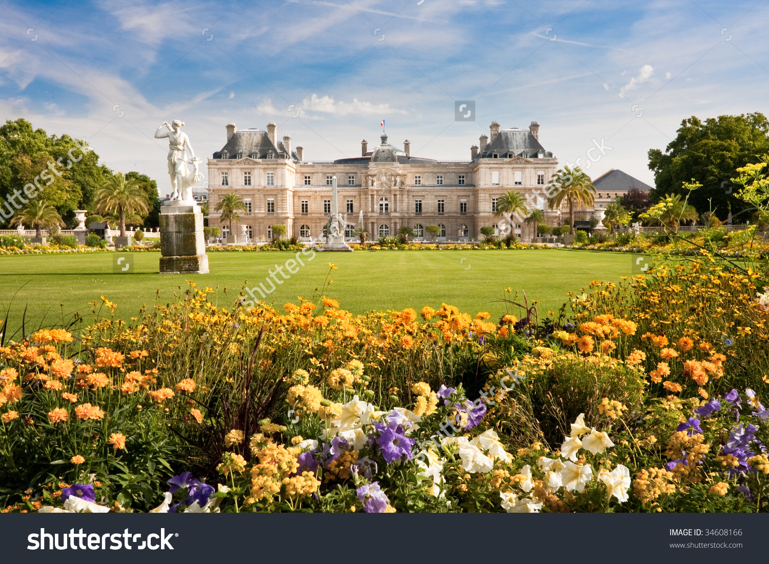 Jardin Du Luxembourg Palace Statue Few Stock Photo 34608166.