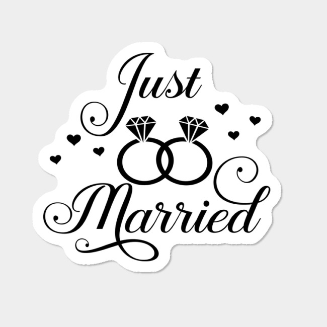 Lesbian Just Married With Rings And Hearts Sticker By TheRandom Design By  Humans.