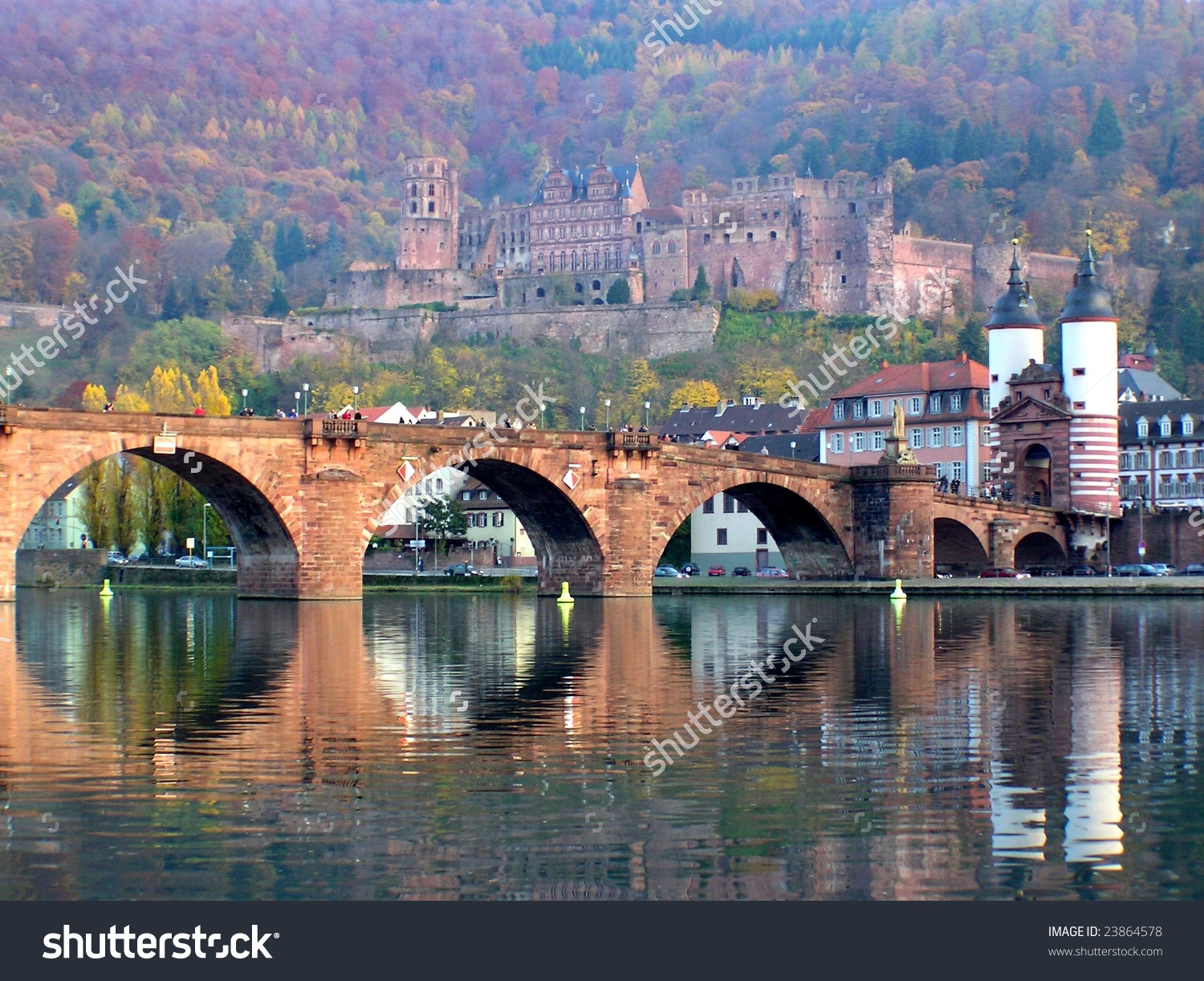 Karltheodor Bridge River Neckar Heidelberg Castle Stock Photo.