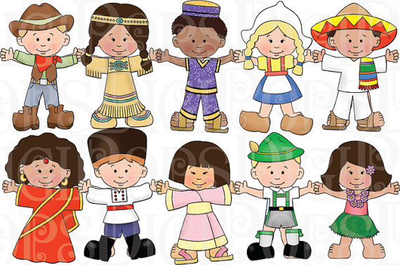 Children of the World Dress Up Digital Clip Art Set Personal.