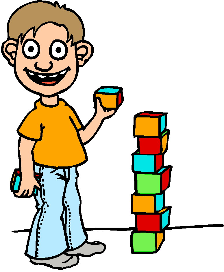 Kids Playing Blocks Clipart.