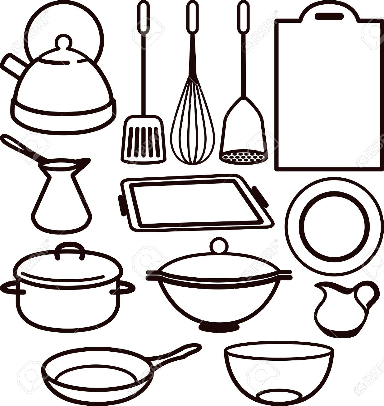 Utensils Clipart Black And White.