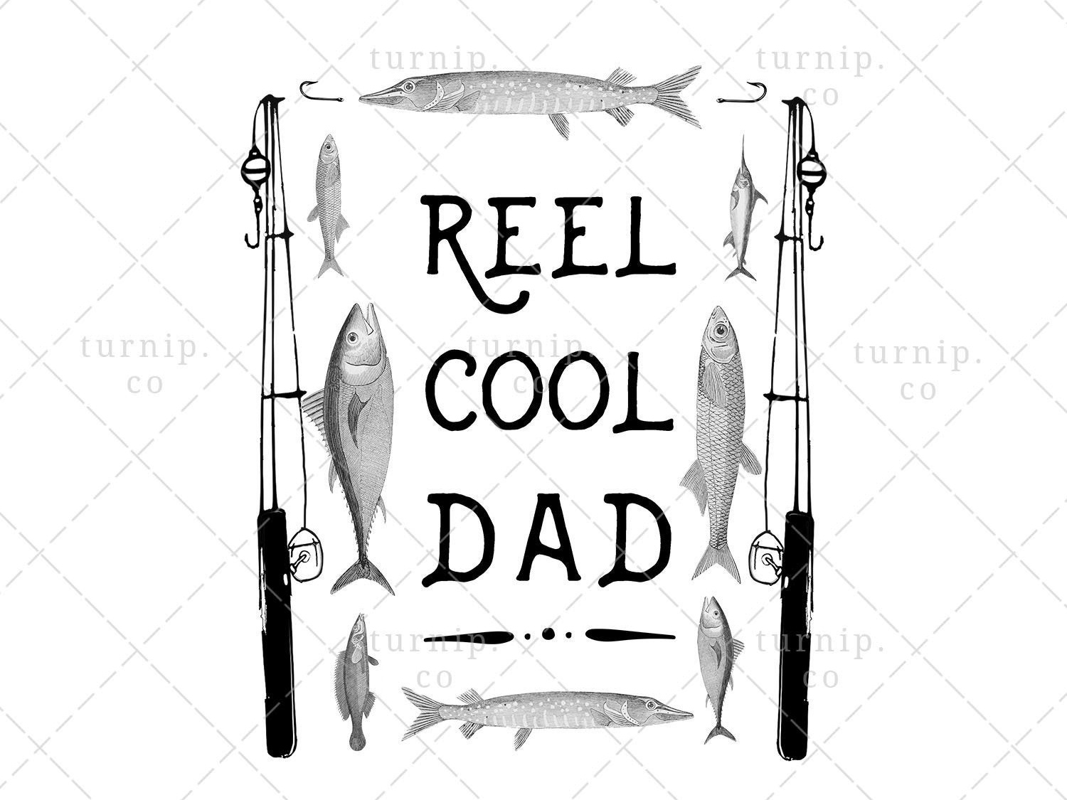 Reel Cool Dad PNG Fishing Sublimation Clipart Graphic by.