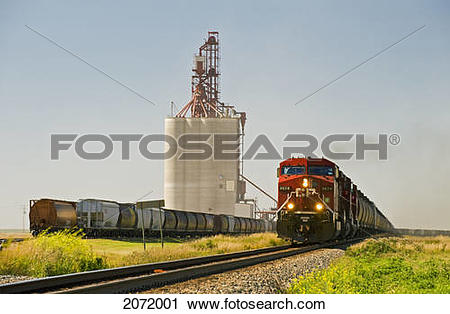 Stock Photography of Train Carrying Grain Rail Hopper Cars Passes.