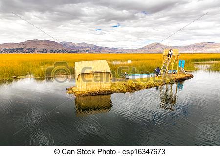 Picture of Floating Islands on Lake Titicaca Puno, Peru, South.