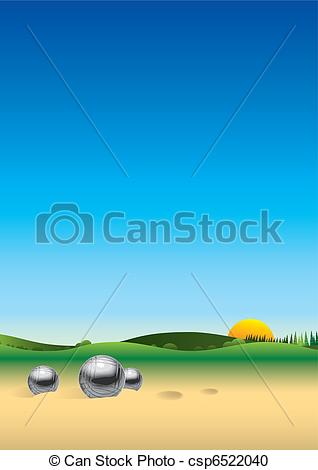 Vector Clipart of Panorama landscape petanque csp6522040.