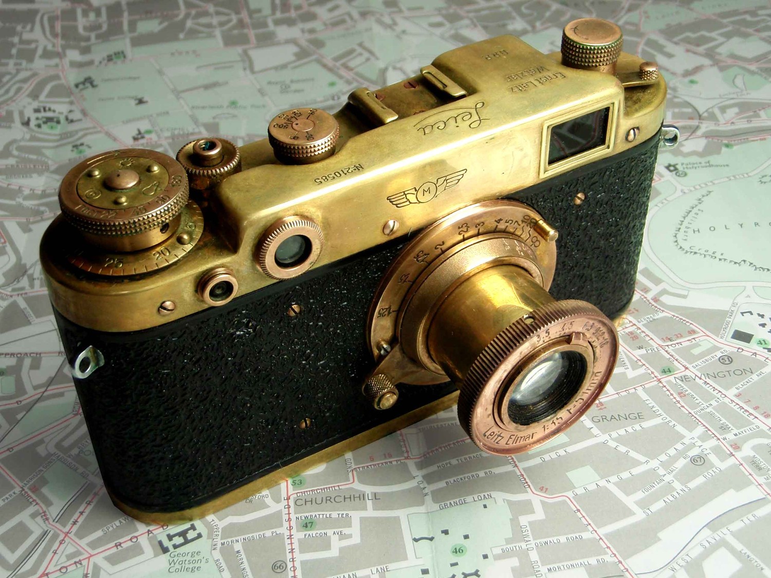 Vintage brass camera Russian copy of Leica II.