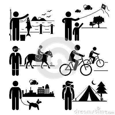 Recreational Outdoor Leisure Activities Clipart Stock Vector.