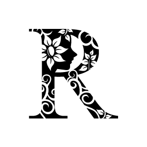 Flower Clipart Black Alphabet R With White Background.