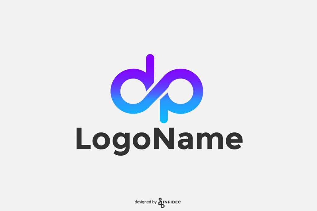 Modern DP letter form logo design.