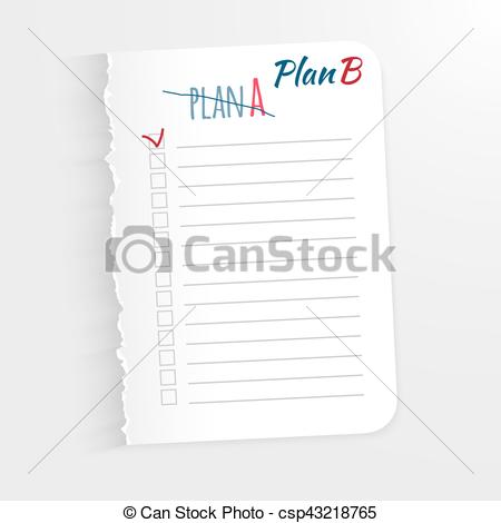 Clip Art Vector of White sheet with the inscription corrected plan.