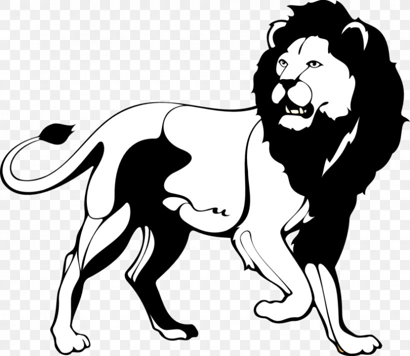 Lion Black And White Roar Clip Art, PNG, 830x721px, Lion.