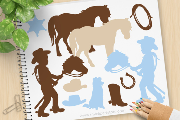 Little Cowboy Clipart Stamps.