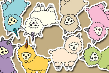 Cute baby llama clip art, llamacorn clipart.