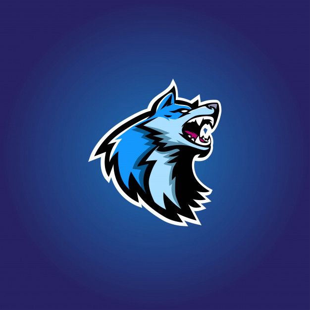 Blue wolf esport gaming logo Premium Vector.